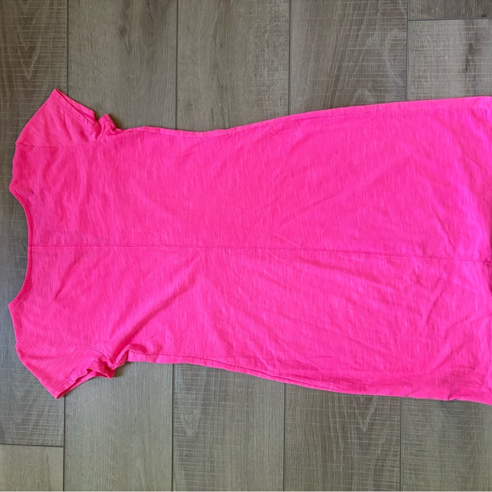Lilly Pulitzer Hot Pink Brewster T-Shirt Dress with White Embroidery - Picture 7 of 7